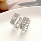 Ins full diamond square hollow heart earring fashion light luxury niche design peach heart earring net red earrings