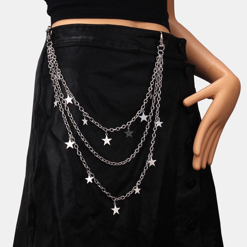 Versatile five-pointed star pendant chain trend hip-hop men and women jeans waist chain fashion ins accessories