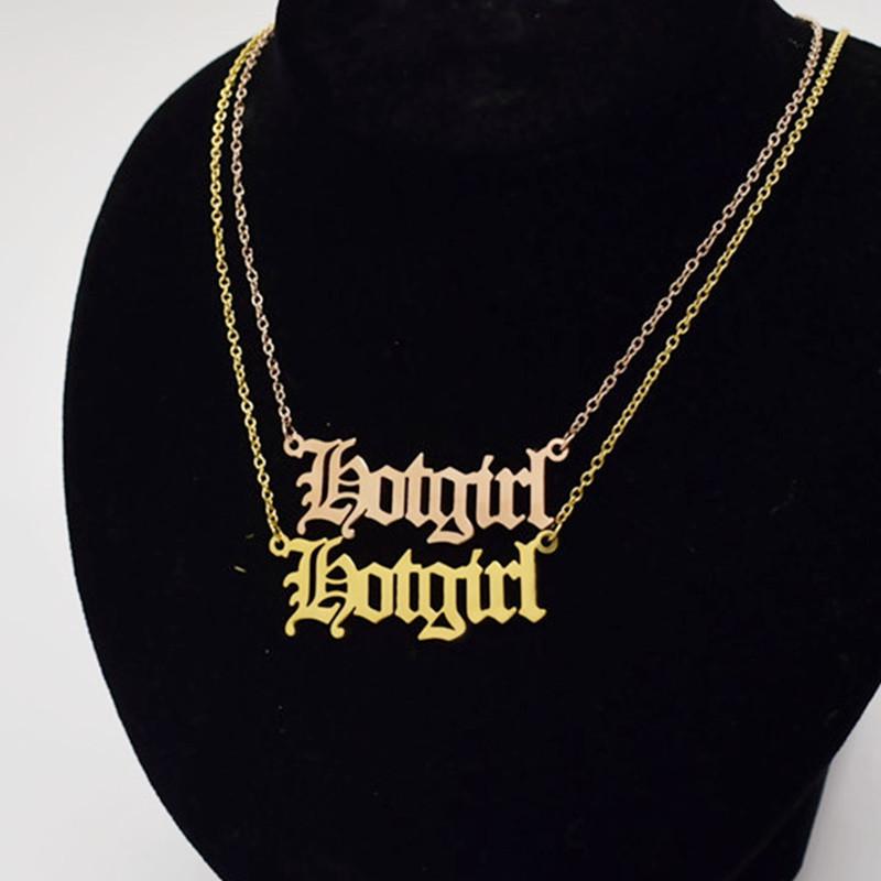 HotGirlHotwife Necklace Sexy Wife Clavicle Chain Creative Ancient English Alphabet Necklace