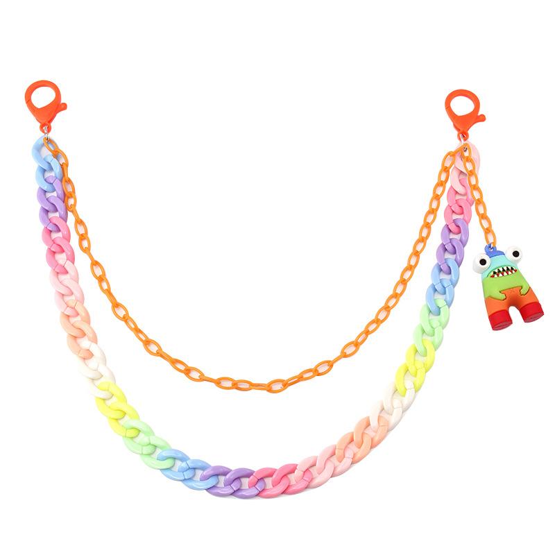 Candy Color Double Layer Resin Ultralight Pants Chain Cinnamon Dog Little Monster Soft Pottery Accessories Pendant