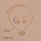 Fashion Simple Alloy Pendant Necklace Earrings Peach Heart Jewelry Set Ladies