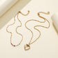 Love Color Diamond Clavicle Necklace Creative Rose Fashion Metal Peach Heart Combination Double Stacked Necklace