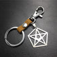 Five-pointed star pentagon stainless steel leather key chain waist bag bag pendant clothing accessories