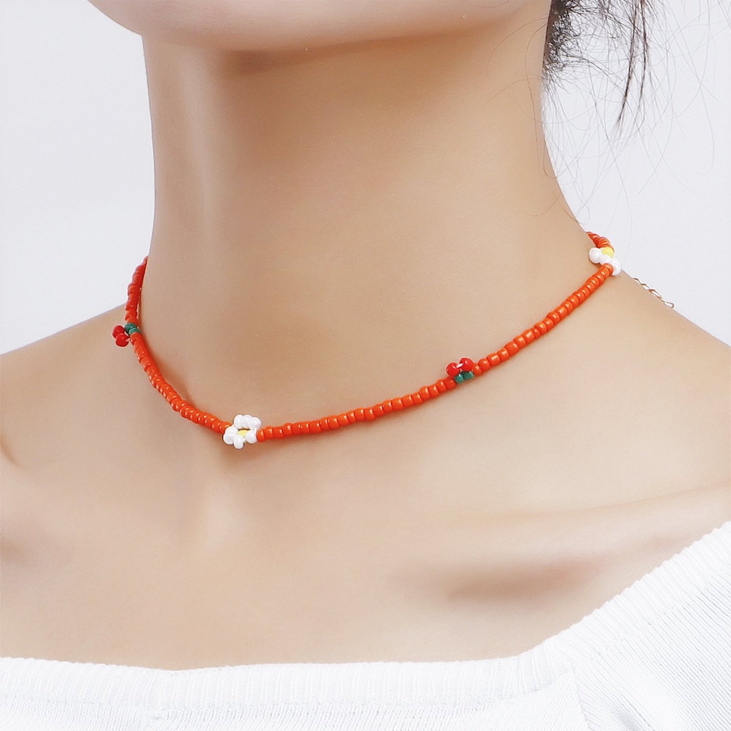 Jewelry Bohemian Color Small Rice Beads Small Daisy Clavicle Necklace Female Handwoven Necklace