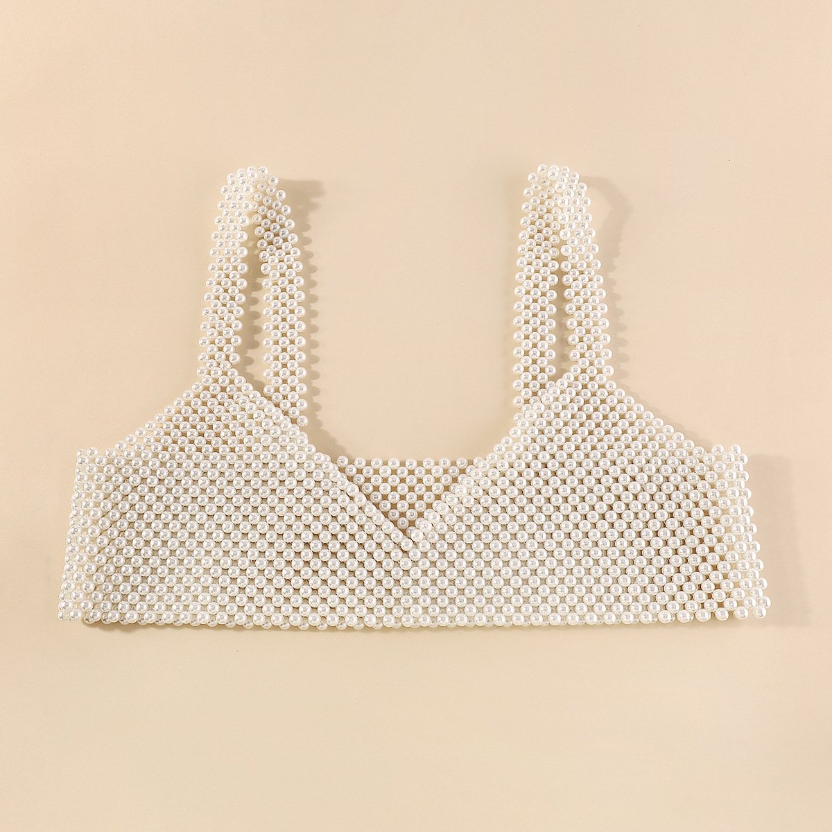 C416 Exaggerated niche creative body chain beaded weaving night sexy V-neck short strap pectoral