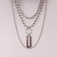 Fashion street shooting hip-hop blade multi-layer necklace fashion jewelry ball chain lock necklace