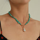 Jewelry Large Shaped Pearl OT Buckle Necklace Femininity Simple Fashion Green Turquoise Necklace