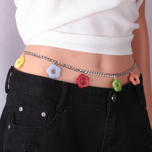 Jewelry Personality Flower Versatile Waist Body Chain Fashion Candy Color Acrylic Pendant Waist Chain