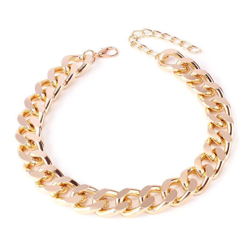 Jewelry exaggerated big thick chain metal decorative necklace female tide INS short collarbone chain