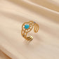 Exquisite and generous women's stainless steel creative opening adjustable color hollow sun ring