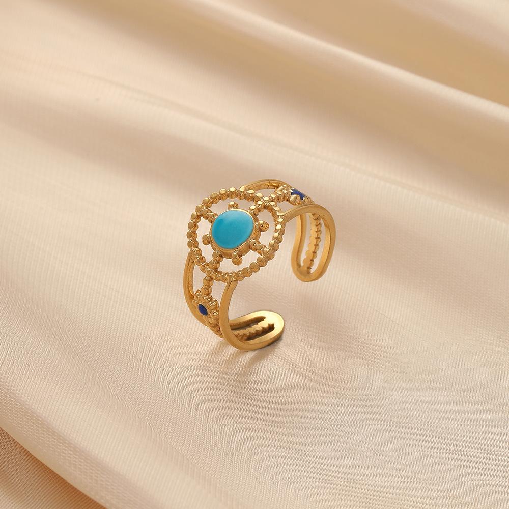 Exquisite and generous women's stainless steel creative opening adjustable color hollow sun ring