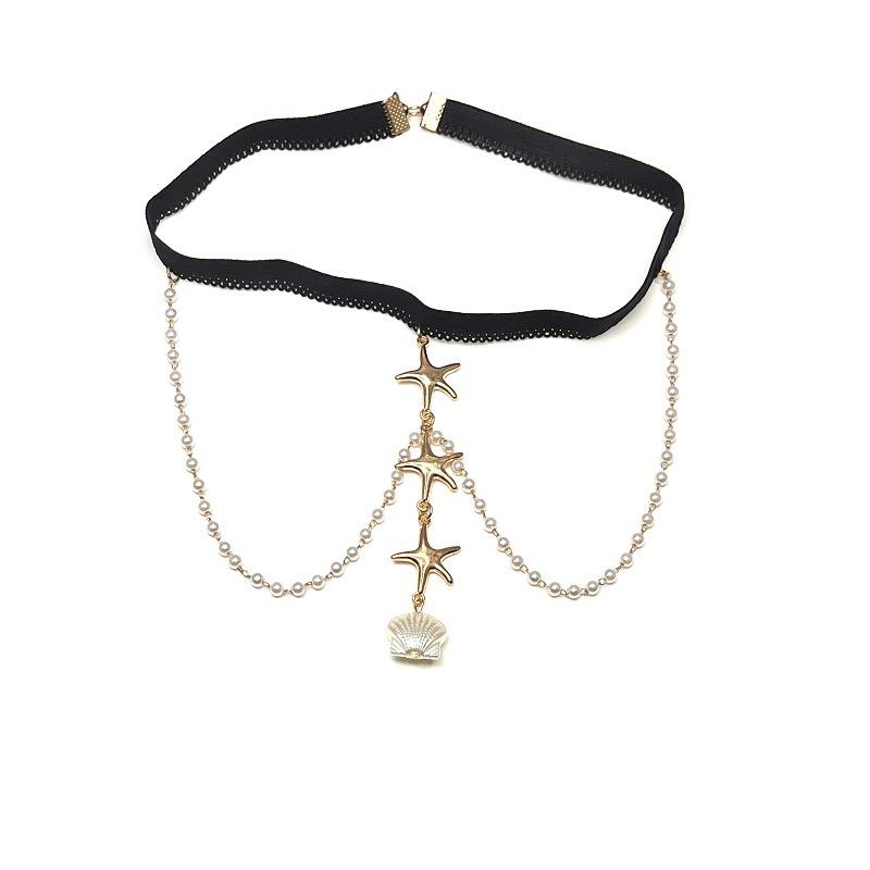 Jewelry Sexy Pearl Seashell Leg Chain Summer Seashell Starfish Pentagram Body Chain