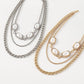 N182 jewelry personalized multi-layer twist Cuban chain imitation pearl necklace temperament geometric necklace