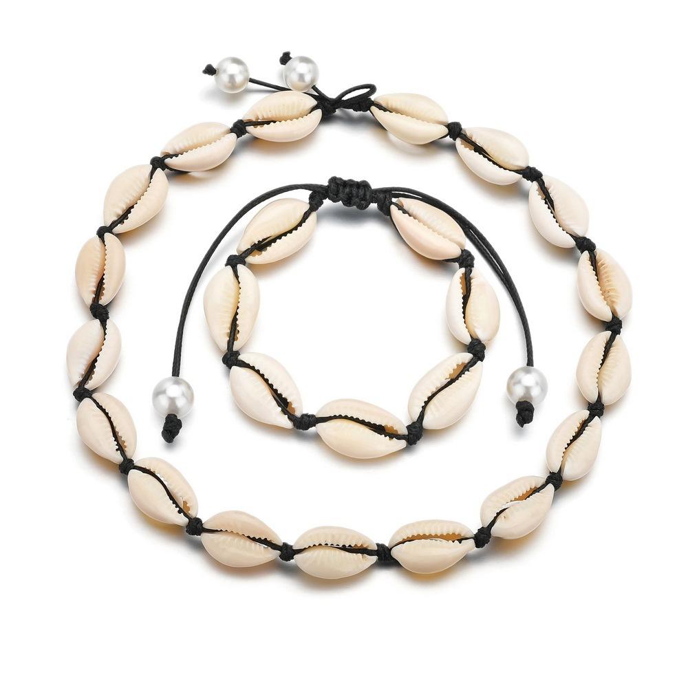 Accessories Boho Vintage Seashell Necklace Bracelet Set Ornament