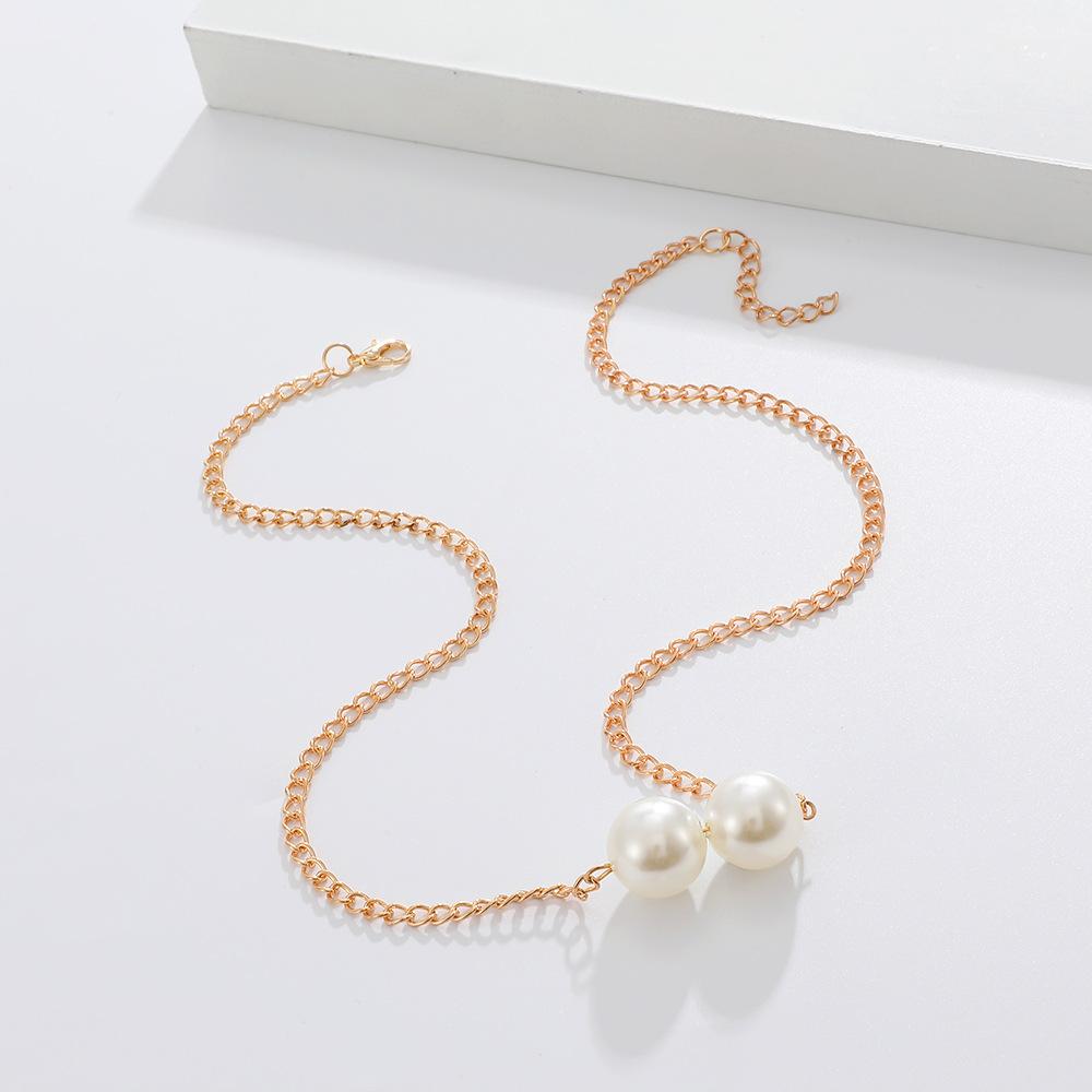 ins imitation pearl necklace female fashion temperament punk hip-hop thick chain clavicle chain simple net red necklace