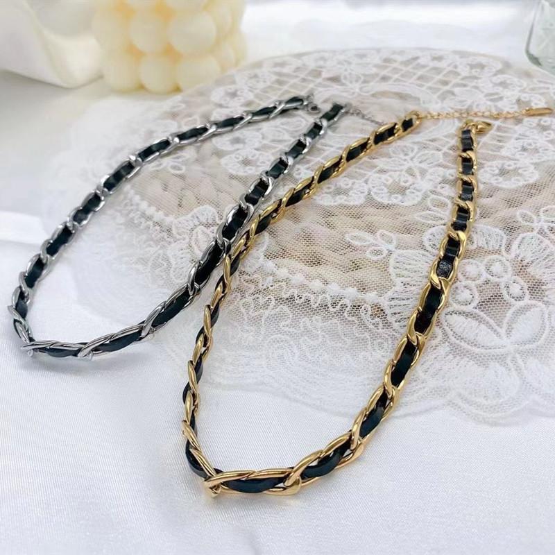 Hand-woven French retro necklace women's fashion fashion 18K titanium steel belt decorative chain skirt belt tide
