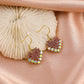 Fashion sweet color diamond love earrings ins temperament all-match peach heart earrings French design earrings