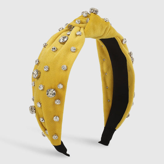 F4826 Light luxury white diamond velvet knotted hair hoop French style autumn and winter internet celebrity personality fashion head hoop for women