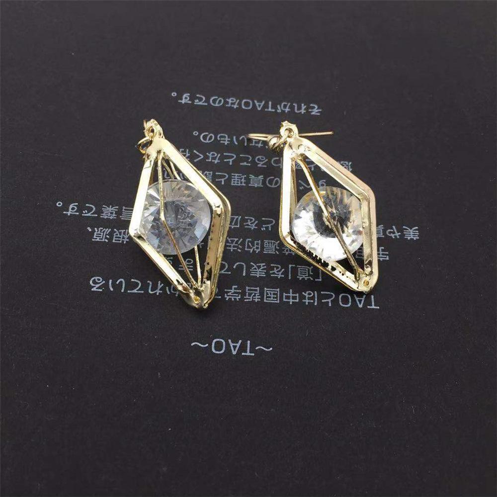 Baroque hexagonal cone zircon earrings female geometric earrings