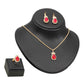 Diamond-encrusted Gold Drop Earrings Necklace Ring Three-Piece Set Multicolor Set