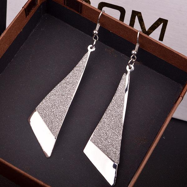 Simple and versatile women's long triangle frosted earrings casual earrings direct supply