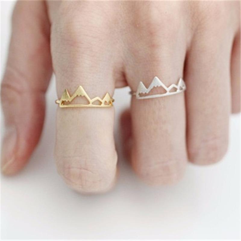 Explosive fashion simple mountain ring adjustable three-color ring