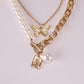 Baroque Pearl Jewelry Metal Butterfly Set Chain Retro Simple OT Buckle Necklace Multilayer Sweater Chain Necklace Female