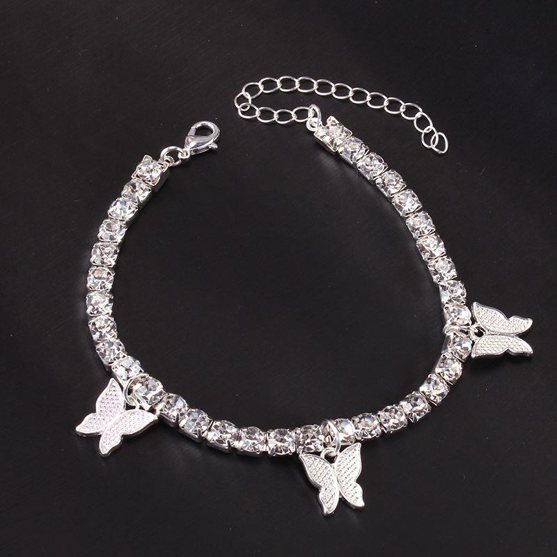 Jewelry Personality Diamond Chain Metal Anklet Female Fashion Versatile Butterfly Geometric Foot Ornament