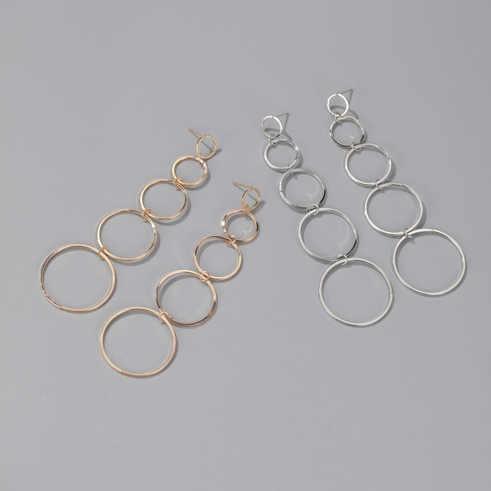 Earrings fashion personality multi-layer circle tassel earrings long section temperament exaggerated circle earrings women