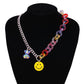 Personalized color smiley bear necklace for men and women fashion hip-hop couple pendant retro jewelry necklace