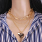in Peach Heart Necklace Retro Heart Pendant Stacked Design Sense of Clavicle Chain Coat Sweater Chain