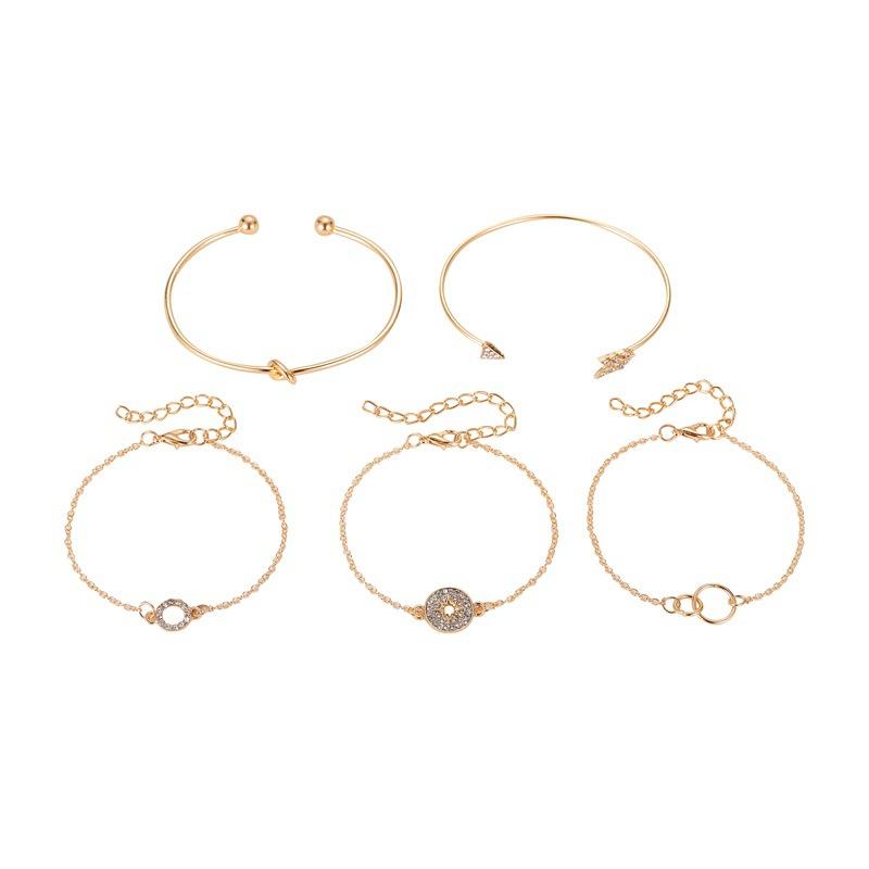 5-piece bracelet fashion arrow set bracelet female personality trend star circle diamond bracelet