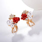 Ear Clip Temperament Exquisite Fashion Rhinestone Pearl Rose Butterfly Bridal Earbuckle Earrings
