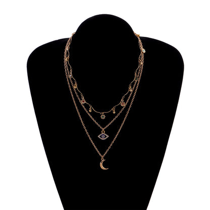 Jewelry curved tube full of diamond eyes crescent pendant necklace female trendy style flower personality pendant