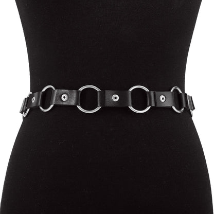 C41 Exaggerated Punk Leather Waist Chain Circle Hollow Sexy Harajuku Personality Fashion Body Chain