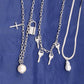 Jewelry retro shaped baroque cross multi-layer lock with key mix and match chain necklace