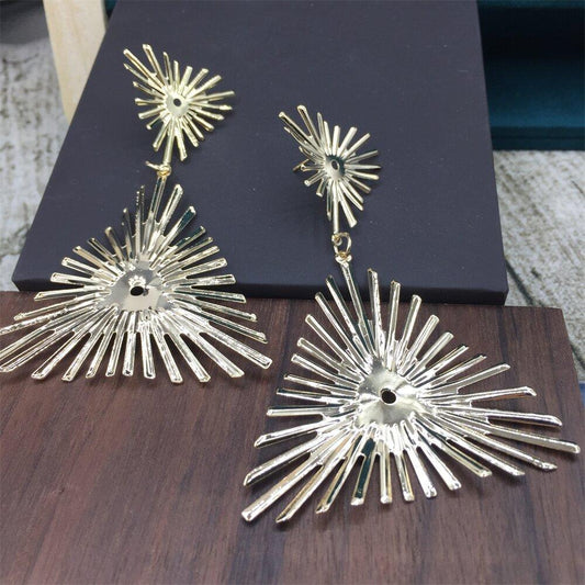 Summer Geometric Triangle Fried Hair Stud Earrings Exaggerated Indian Earrings