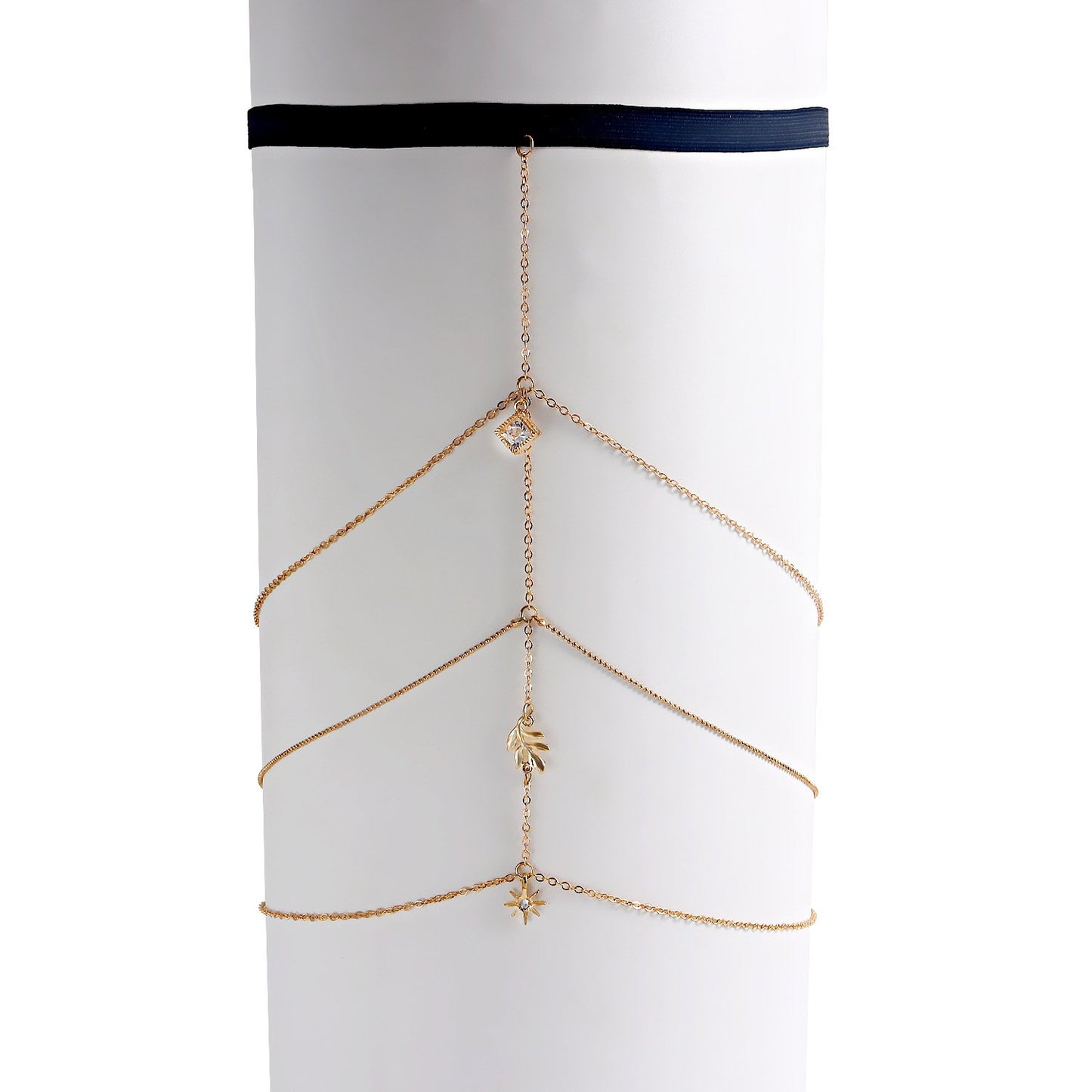 Jewelry Creative Simple Beach Tassel Leaf Thigh Chain Handmade Elastic Belt Sexy Body Chain