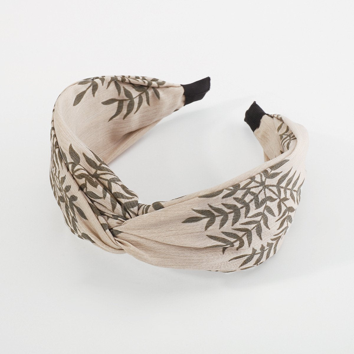 F4881 Fabric fashion trendy cross wide-brimmed headband pure color leaf print contrasting color simple net red headband