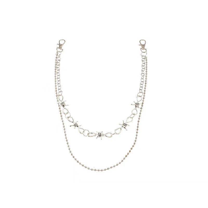 Guochao hip-hop tide brand prickly thorns pants chain ins men and women waist chain rock performance accessories personality ring pants chain