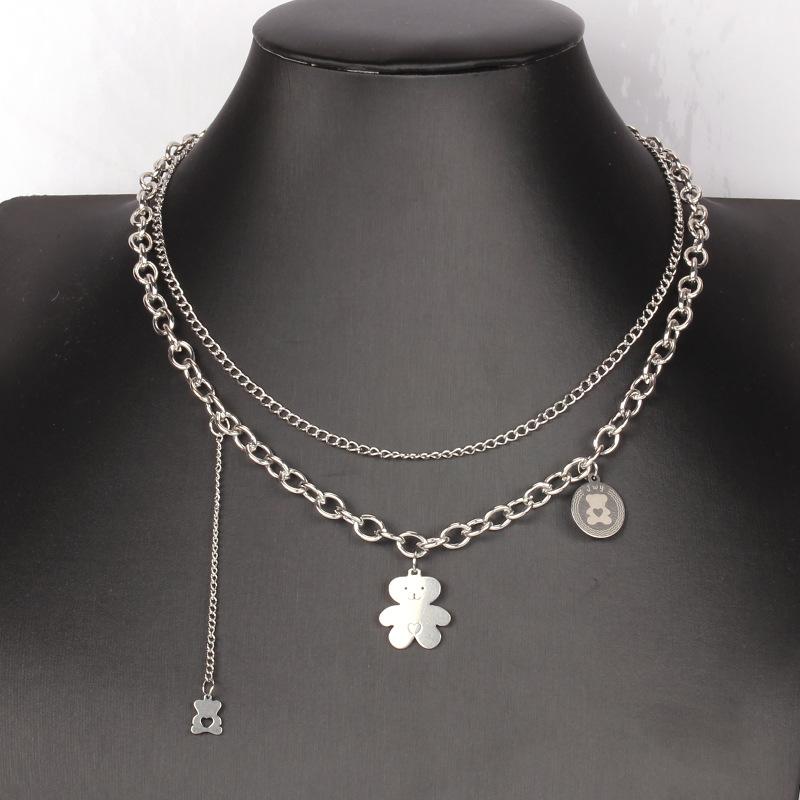 Titanium steel necklace creative pendant hip-hop male and female pendant light luxury niche design clavicle chain