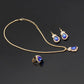 Diamond-encrusted Gold Drop Earrings Necklace Ring Three-Piece Set Multicolor Set