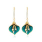 Retro Tassel Pearl Flower Drip Earrings Fashion Temperament Long Turquoise Earrings Frosty Earrings