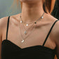 Fashion Vintage Shell Moon Pendant Necklace Round Iron Plate Clavicle Chain Necklace Jewelry