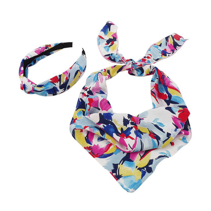 F4582 Bohemian ethnic holiday headband fabric exaggerated geometric color printing fashion headscarf headband