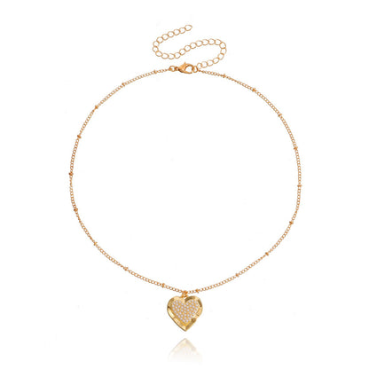 Jewelry ins simple and beautiful clavicle chain micro-inlaid diamond geometric love pendant necklace female accessories
