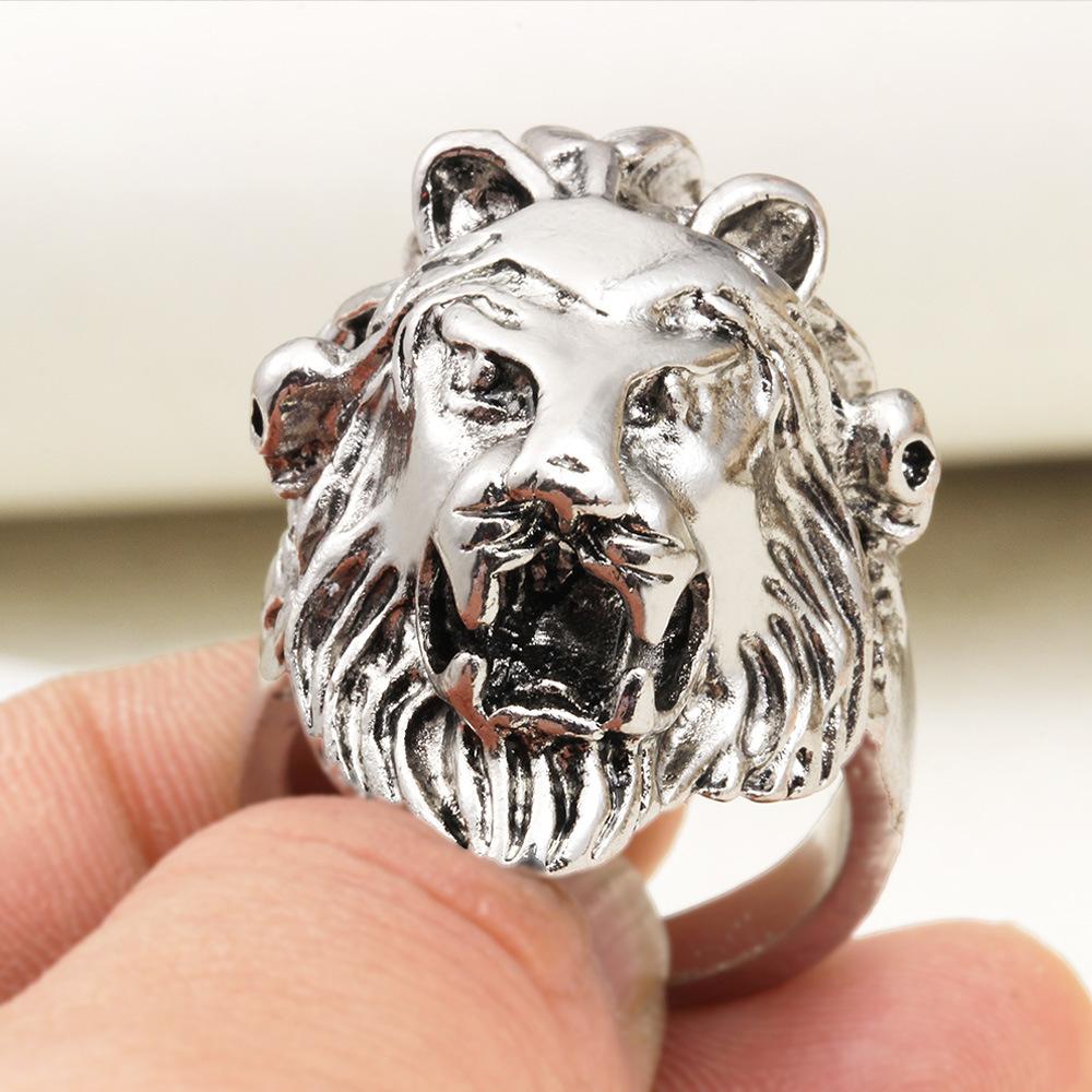 Retro men's personalized hip-hop lion head ring creative exaggerated animal ring ring jewelry