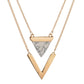 Popular official website with the same triangle turquoise pendant necklace V-shaped double-layer clavicle chain
