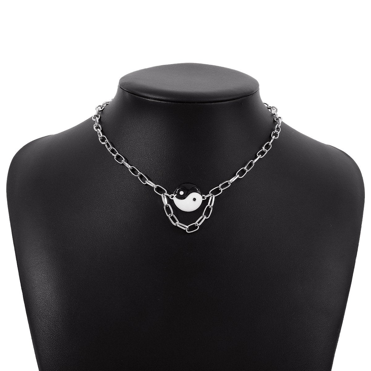 N1478 Single Layer Geometric Necklace Alloy Drip Oil Tai Chi Yin Yang Eight Diagrams Necklace Creative Fashion Necklace
