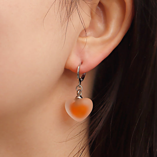 Explosive style fairy colorful transparent love pendant earrings women's trendy temperament earrings accessories